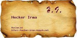 Hecker Irma névjegykártya